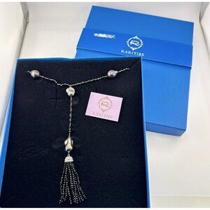 Rarities Carol Brodie Necklace  Black Spinel Baroque Pearl Y Drop Tassel Zircon